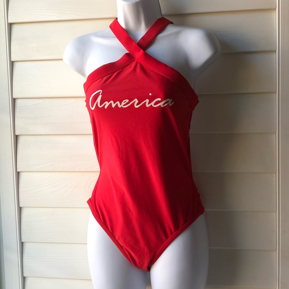 NWOT Red America One Piece Bathing Suit